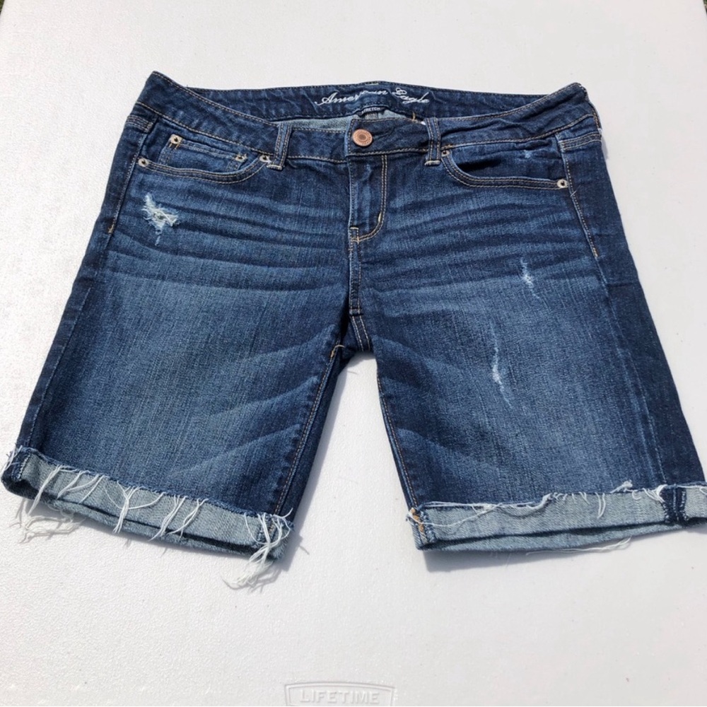 American Eagle Outfitters Stretch Denim Jean Cutoff Distressed Short M 10
